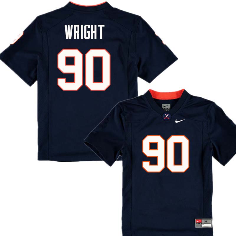 Men #90 Steven Wright Virginia Cavaliers College Football Jerseys Sale-Navy - Click Image to Close